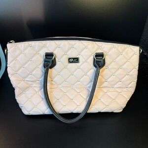 Betsey Johnson Quilted Satchel‎ Pink Heart Purse Black Handles Cute Medium